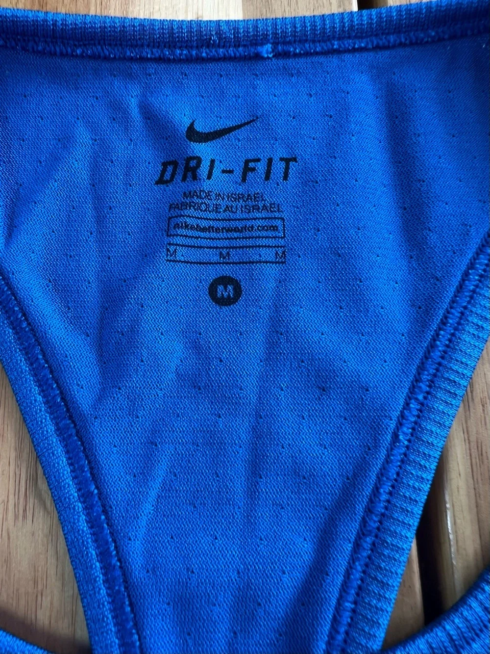 Nike Dri-FIT Racerback Tank Top Blue Neon Stripe Athletic Workout Women’s Medium